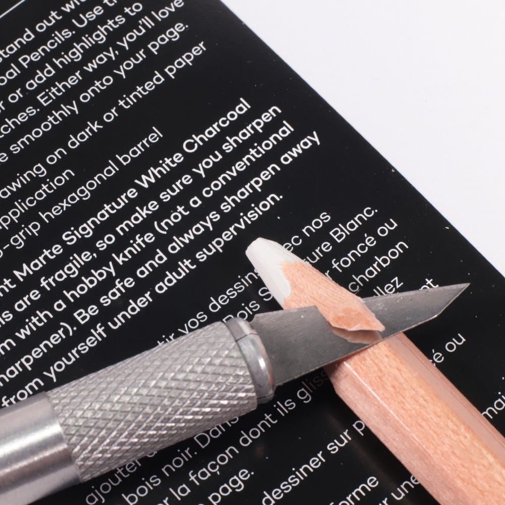 თეთრი ნახშირის ფანქრები (სქელი) White Charcoal Pencils Lge Hex 2pc