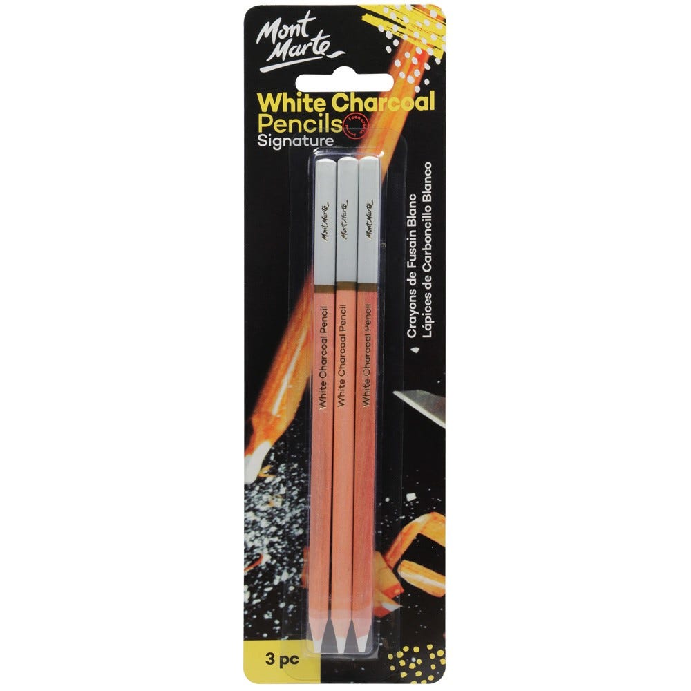 თეთრი ნახშირის ფანქრები MM White Charcoal Pencils 3pc