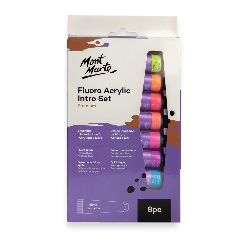 ნეონის საღებავი აკრილი 8 ფერიანი ნაკრები MM Fluro Acrylic Intro Set 8pc x 18ml - ARTISTA