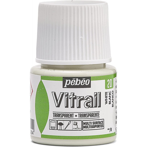 ვიტრაჟის საღებავი 45მლ - Pebeo Vitrail 45ml White (გამჭვირვალე მინის საღებავი)