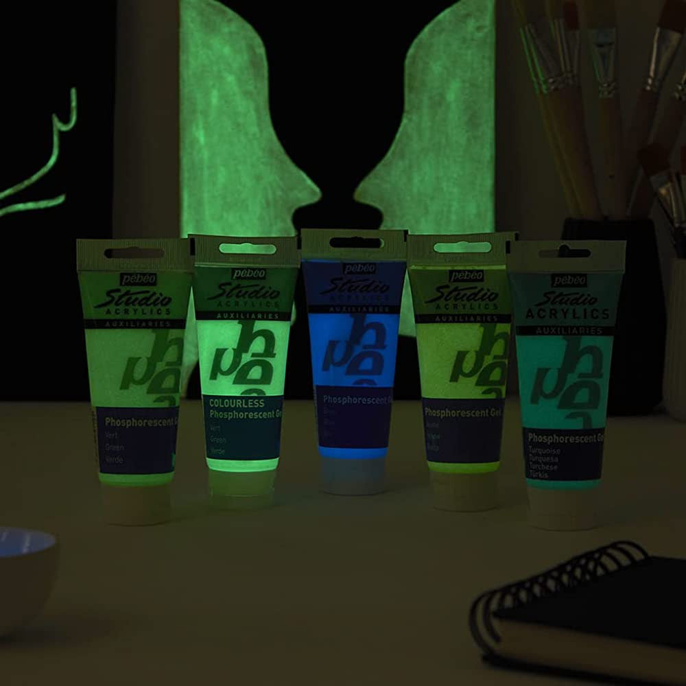 Pebeo Studio Acrylics 100ml Phosphorescent Gel Blue