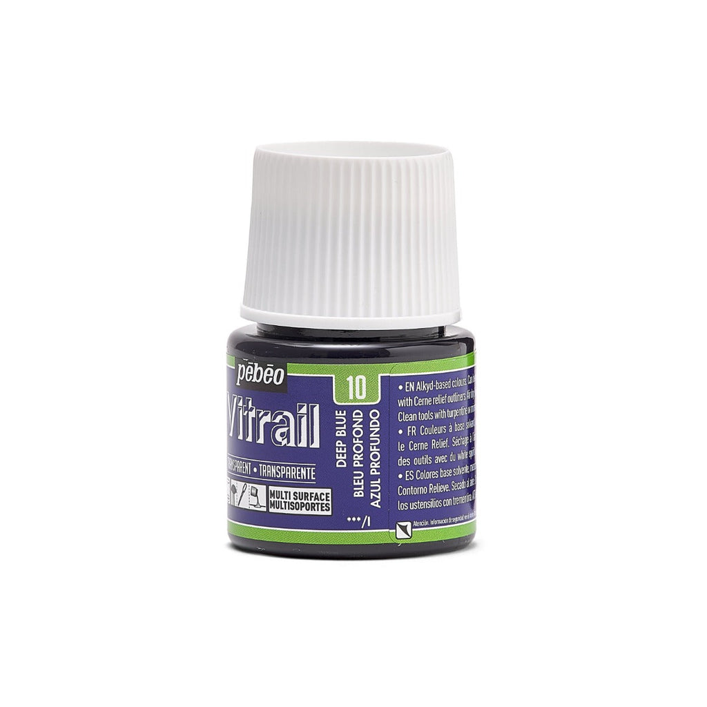 ვიტრაჟის საღებავი 45მლ - Pebeo Vitrail 45ml Deep Blue (გამჭვირვალე მინის საღებავი)