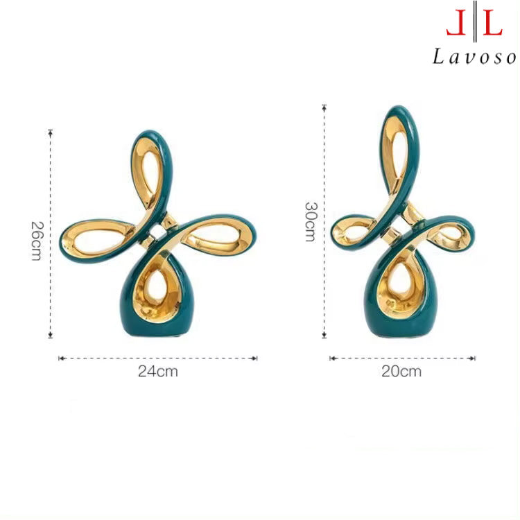 დეკორატიული ლარნაკი - Chinese knot gold and blue luxury porcelain - Small