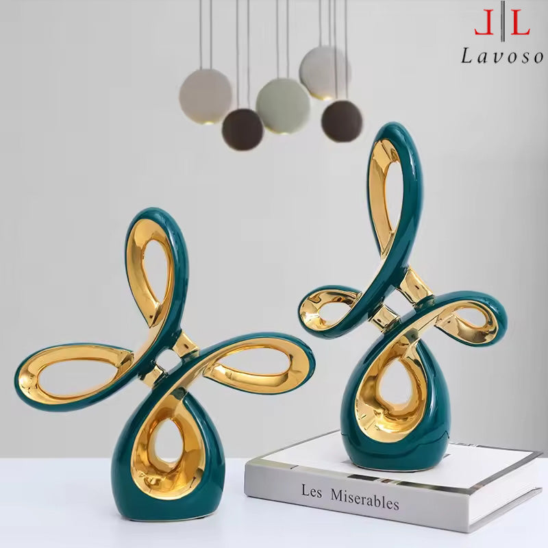 დეკორატიული ლარნაკი - Chinese knot gold and blue luxury porcelain - Small