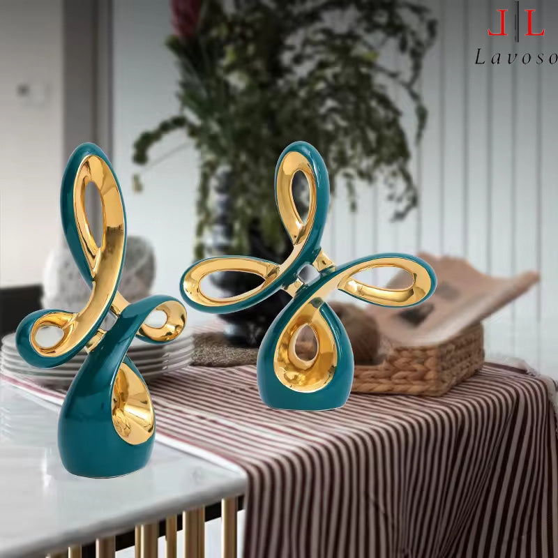 დეკორატიული ლარნაკი - Chinese knot gold and blue luxury porcelain - Small