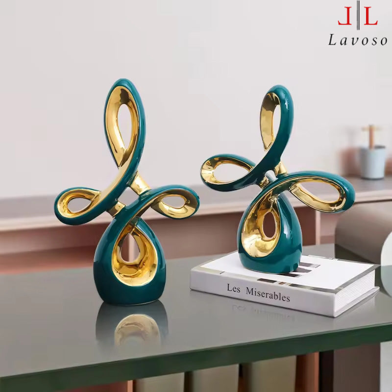 დეკორატიული ლარნაკი - Chinese knot gold and blue luxury porcelain - Small