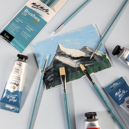 ზეთის ფუნჯები სინთეთიკური და ჯაგარის ნაკრები MM Gallery Series Brush Set Oils 5pc BMHS0020 - ARTISTA
