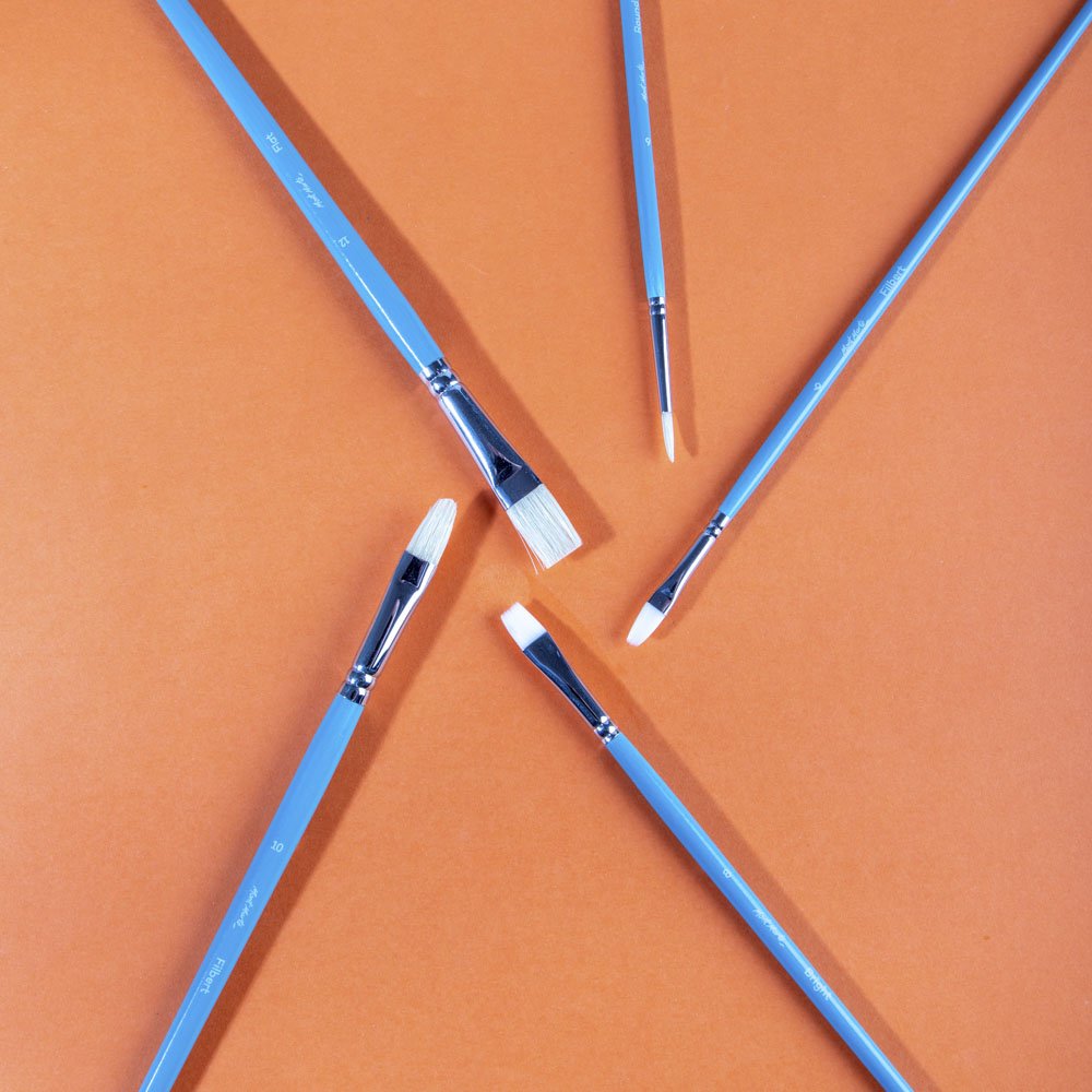 ზეთის ფუნჯები სინთეთიკური და ჯაგარის ნაკრები MM Gallery Series Brush Set Oils 5pc BMHS0020 - ARTISTA