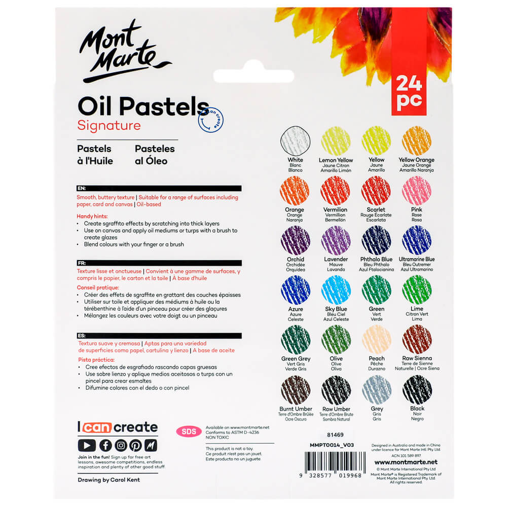 ზეთის პასტელები ნაკრები 24 ფერი MM Oil Pastels 24pc - ARTISTA